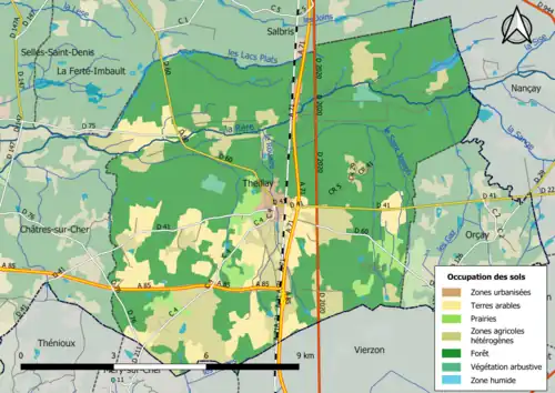 Carte en couleurs présentant l'occupation des sols.