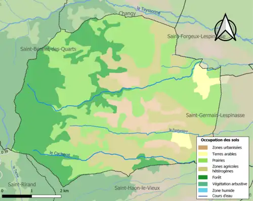 Carte en couleurs présentant l'occupation des sols.