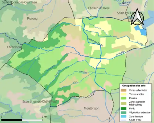 Carte en couleurs présentant l'occupation des sols.