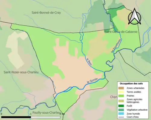 Carte en couleurs présentant l'occupation des sols.