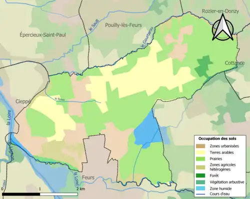 Carte en couleurs présentant l'occupation des sols.
