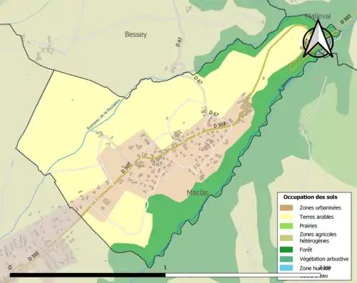 Carte en couleurs présentant l'occupation des sols.