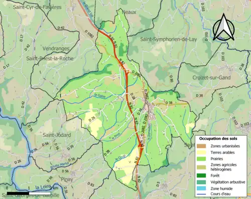 Carte en couleurs présentant l'occupation des sols.