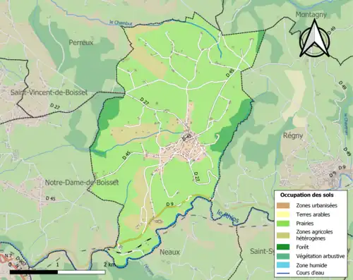 Carte en couleurs présentant l'occupation des sols.
