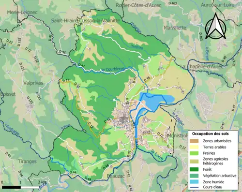 Carte en couleurs des infrastructures et de l'occupation des sols de la commune.