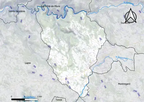Carte montrant en couleurs le relief d'une commune