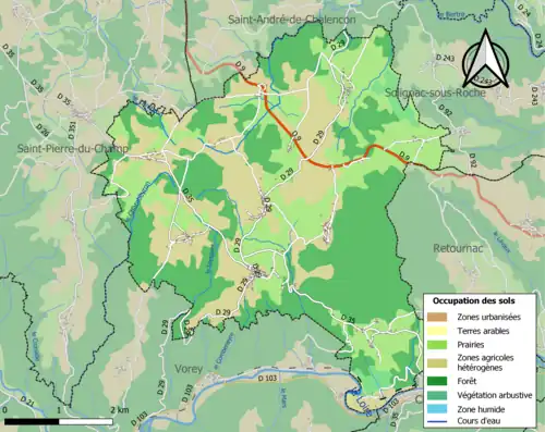 Carte en couleurs présentant l'occupation des sols.