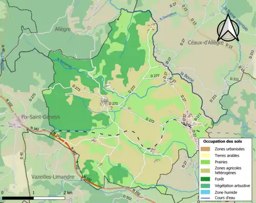 Carte en couleurs présentant l'occupation des sols.