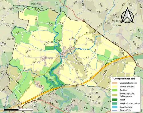 Carte en couleurs présentant l'occupation des sols.