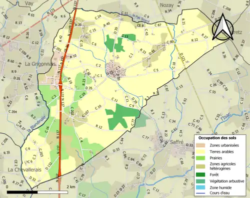 Carte en couleurs présentant l'occupation des sols.