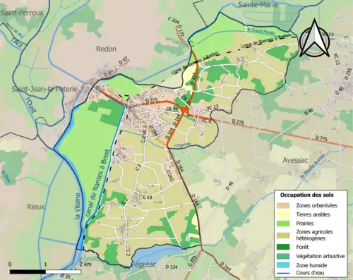 Carte en couleurs présentant l'occupation des sols.