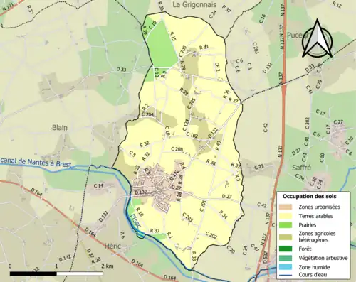 Carte en couleurs présentant l'occupation des sols.