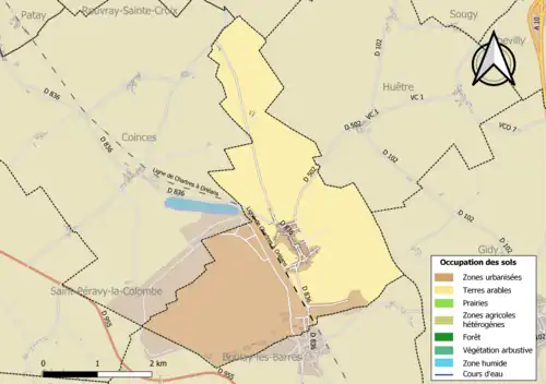 Carte des infrastructures et de l'occupation des sols de la commune en 2018 (CLC).