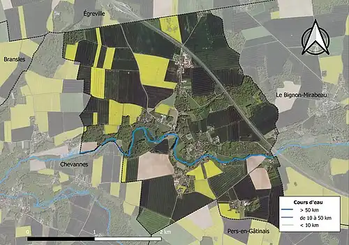 Carte orthophotographique de la commune en 2016.