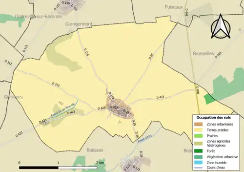 Carte des infrastructures et de l'occupation des sols de la commune en 2018 (CLC).