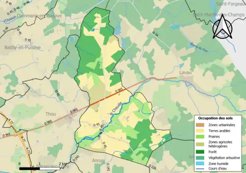 Carte des infrastructures et de l'occupation des sols de la commune en 2018 (CLC).