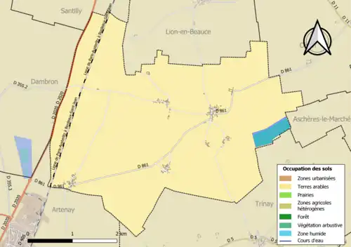 Carte des infrastructures et de l'occupation des sols de la commune en 2018 (CLC).