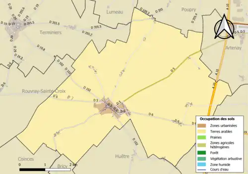 Carte des infrastructures et de l'occupation des sols de la commune en 2018 (CLC).