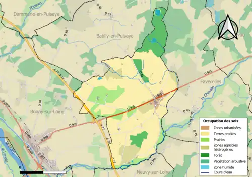 Carte des infrastructures et de l'occupation des sols de la commune en 2018 (CLC).