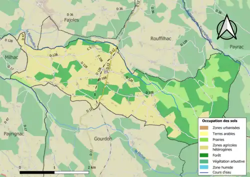 Carte en couleurs présentant l'occupation des sols.
