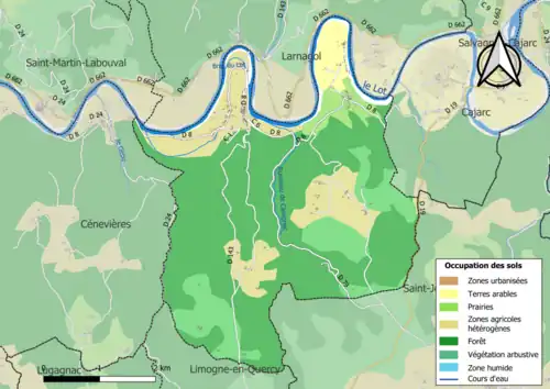 Carte en couleurs présentant l'occupation des sols.