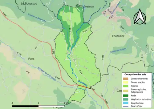 Carte en couleurs présentant l'occupation des sols.