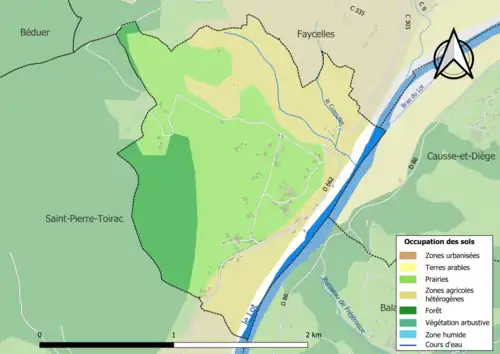 Carte en couleurs présentant l'occupation des sols.