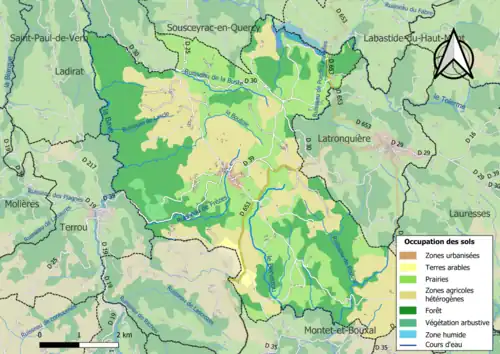 Carte en couleurs présentant l'occupation des sols.
