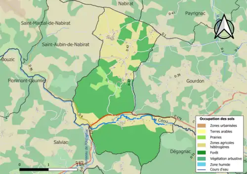 Carte en couleurs présentant l'occupation des sols.