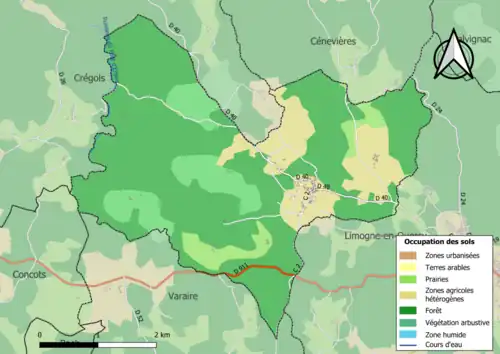 Carte en couleurs présentant l'occupation des sols.