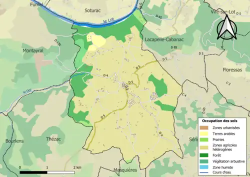 Carte en couleurs présentant l'occupation des sols.