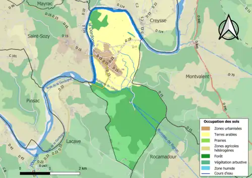 Carte en couleurs présentant l'occupation des sols.