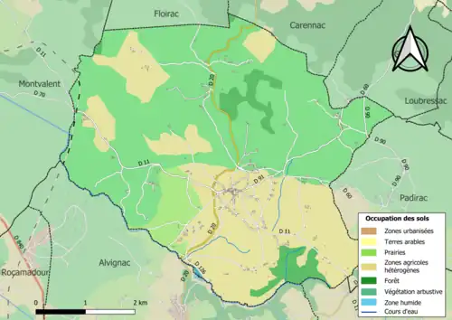 Carte en couleurs présentant l'occupation des sols.