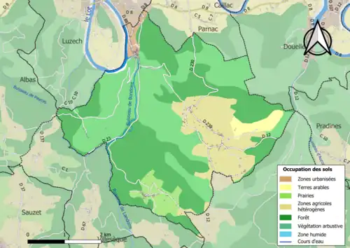 Carte en couleurs présentant l'occupation des sols.