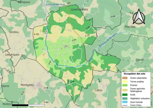 Carte en couleurs présentant l'occupation des sols.