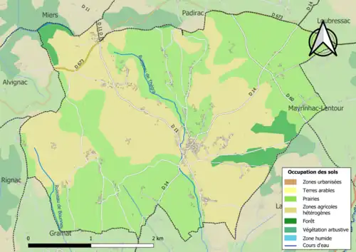 Carte en couleurs présentant l'occupation des sols.