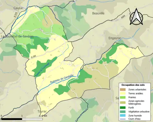 Carte en couleurs présentant l'occupation des sols.