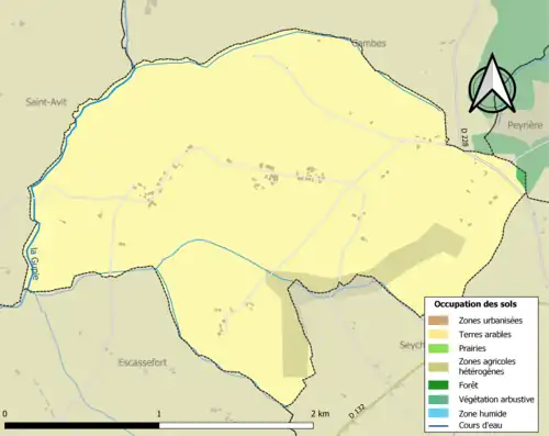 Carte en couleurs présentant l'occupation des sols.