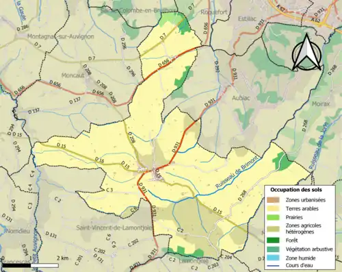 Carte en couleurs présentant l'occupation des sols.