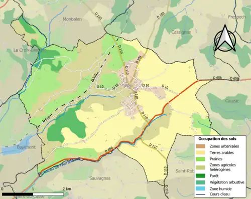 Carte en couleurs présentant l'occupation des sols.