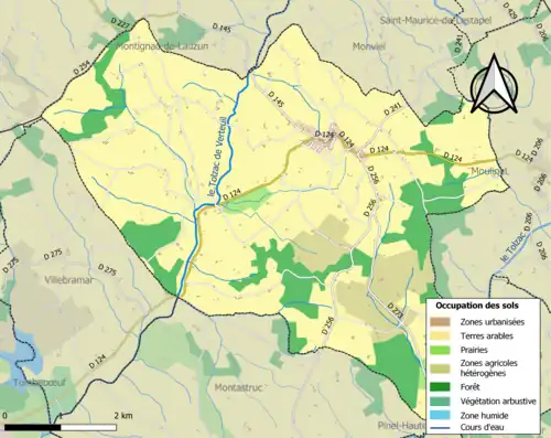 Carte en couleurs présentant l'occupation des sols.