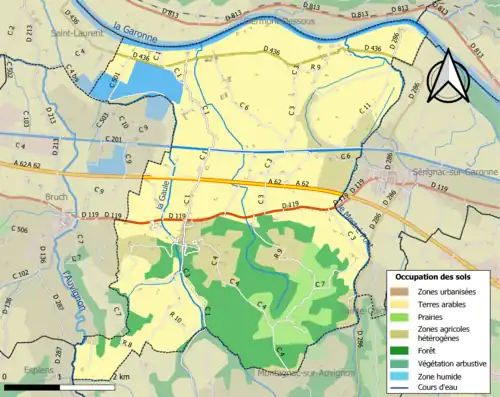 Carte en couleurs présentant l'occupation des sols.