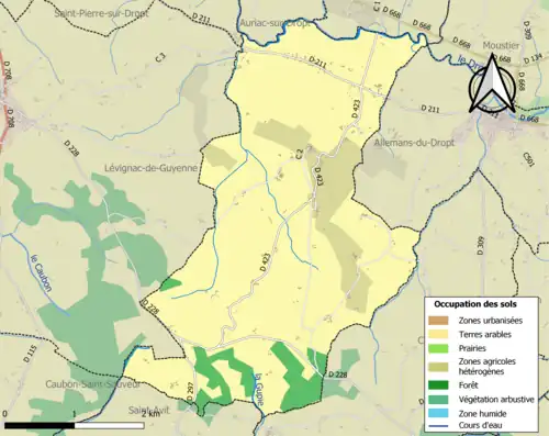 Carte en couleurs présentant l'occupation des sols.
