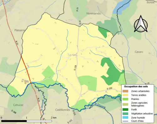 Carte en couleurs présentant l'occupation des sols.
