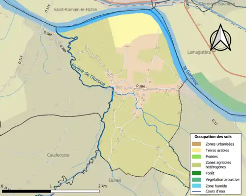 Carte en couleurs présentant l'occupation des sols.