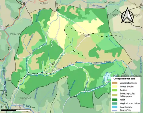 Carte en couleurs présentant l'occupation des sols.
