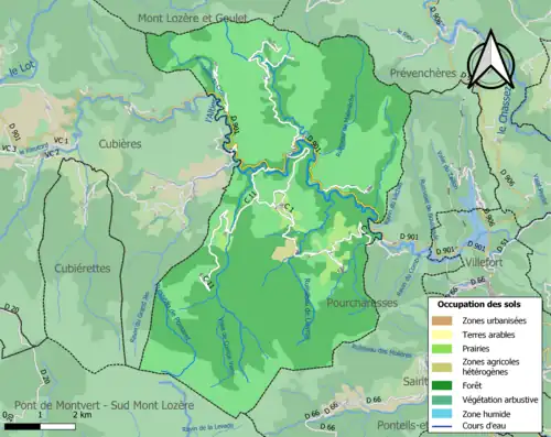 Carte en couleurs présentant l'occupation des sols.