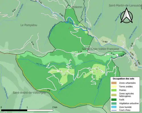 Carte en couleurs présentant l'occupation des sols.