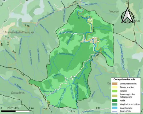 Carte en couleurs présentant l'occupation des sols.