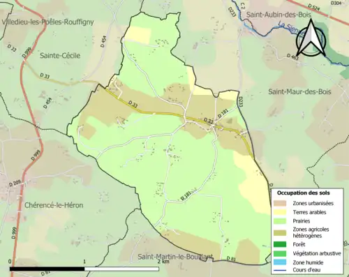 Carte en couleurs présentant l'occupation des sols.